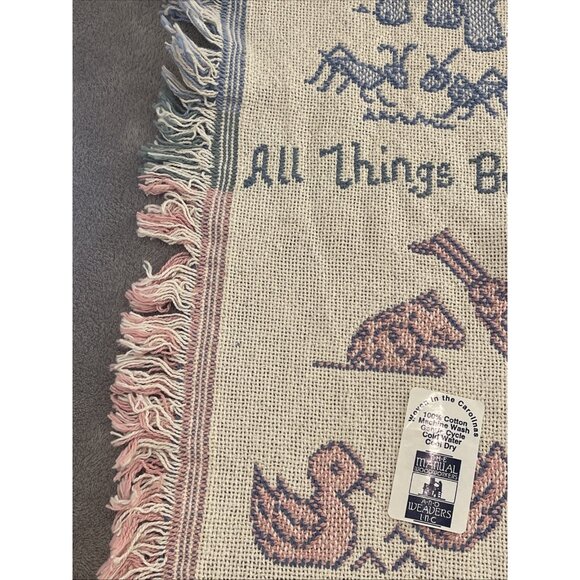 NWT Vintage MMW 1993 Animal Motif Woven Throw All Things Bright & Beautiful 47” - Picture 5 of 11
